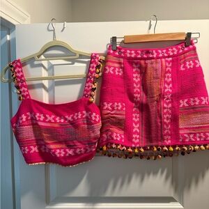 SAYLOR Hot Pink Patterned Crop Top & Mini Skirt Set